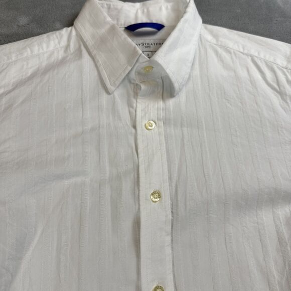 Teddy Stratford Men's M White Hidden Zip + Button Up Shirt Long Sleeve Slim Fit - Picture 2 of 9